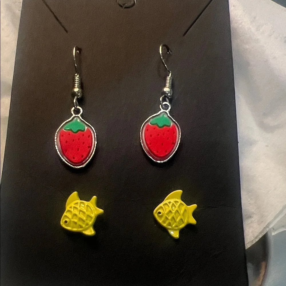 Strawberry and Fish Earrings Sets